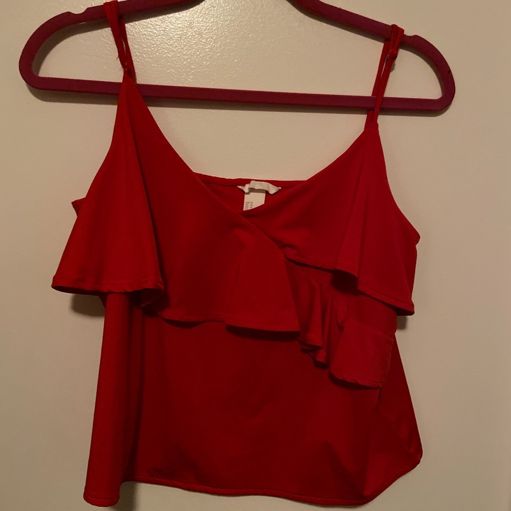 Orange ruffle tank